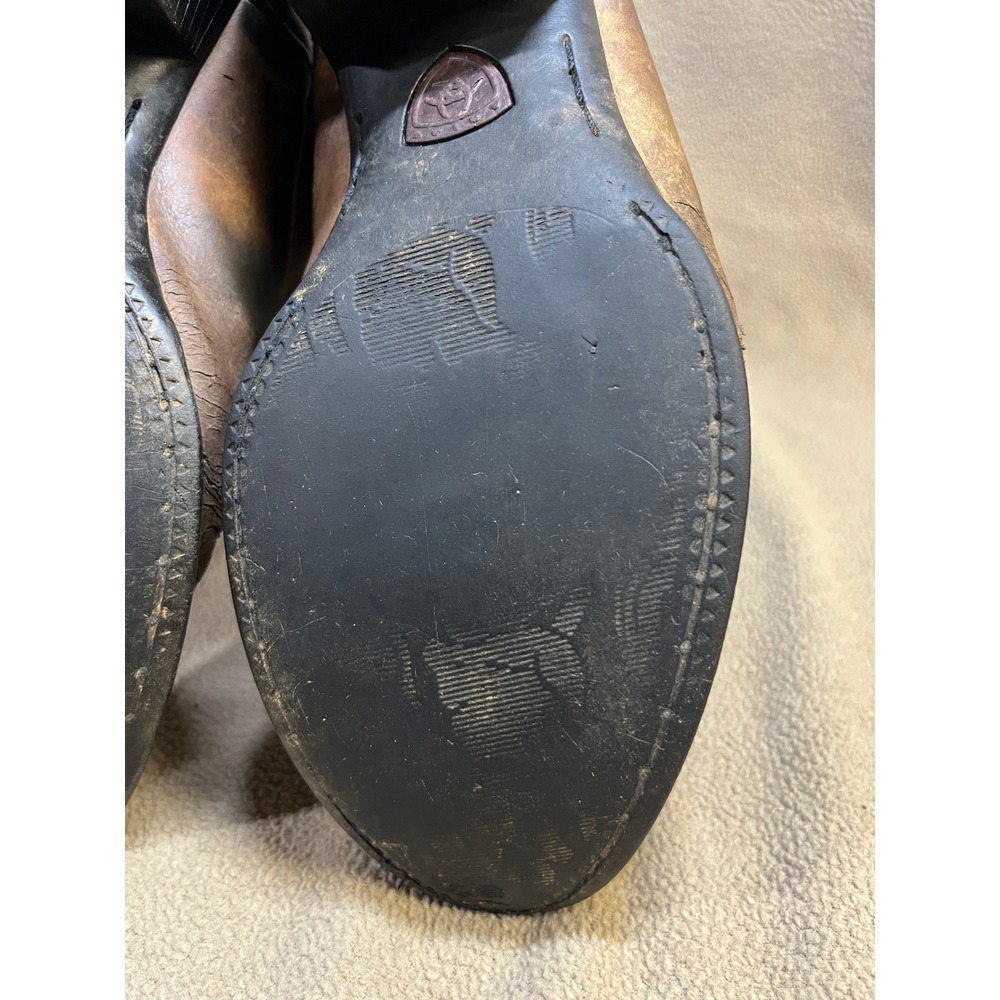 Ariat Heritage Brown Leather Western Cowboy Boots Mens Round‎ Toe - Picture 10 of 16